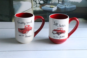 Coffee Mug - Red Truck, Country Roads Take Me Home