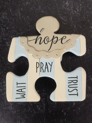 Plaque puzzle piece wait pray trust hope