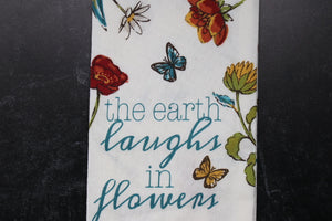 Flour Sack Towel with Butterflies and Flowers