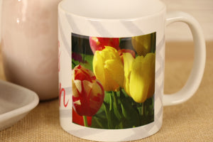 Coffee Mug - Tulips, "Happiness Lies Within"