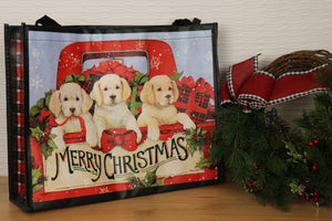 Tote, Gift Bag - Christmas Puppies
