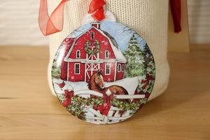 Christmas Ornament - Barn with Horse