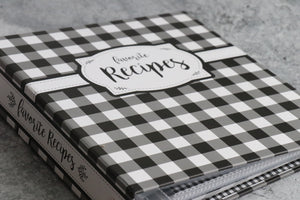 Recipe Binder - Favorite Recipes Black and White checked